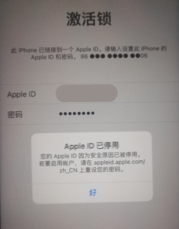 蕉岭苹果手机维修分享iPhone 12 出现提示“Apple ID 已停用”怎么办 